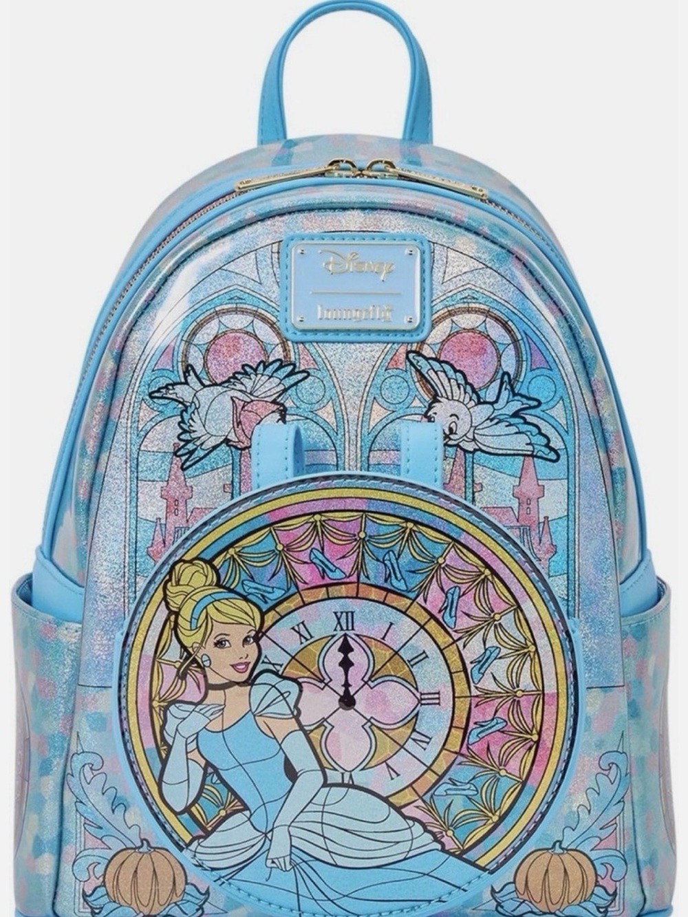 Loungefly Blue Glitter Cinderella Stained Glass Mini Backpack